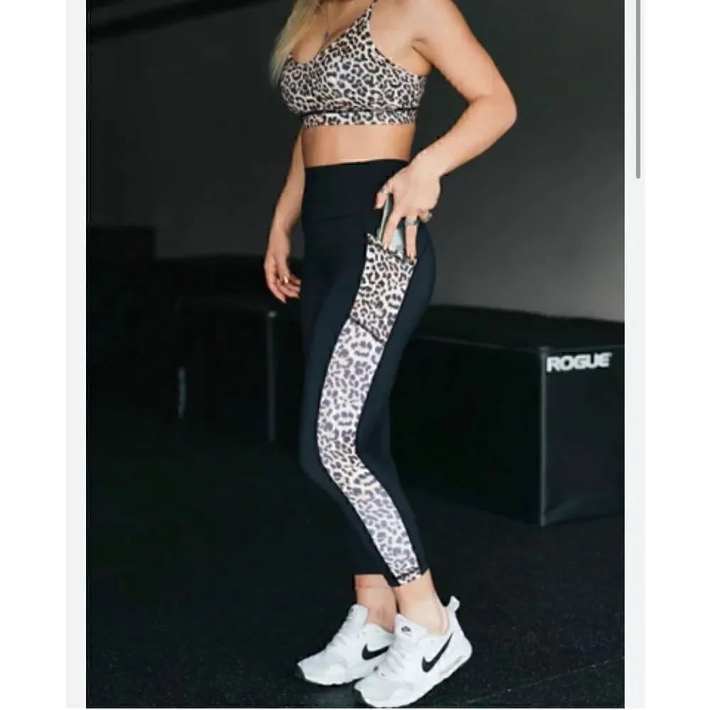 Zyia Active Brilliant Leopard Leggings Black Pocket High-Rise Women’s 4